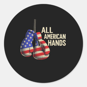 Sticker Rond Tous les gants de boxe mains américains - Patrioti