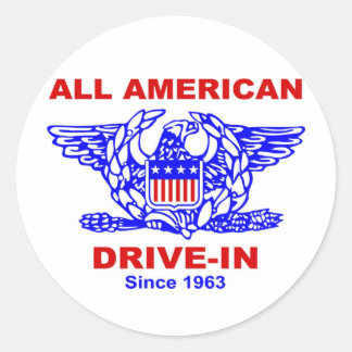 Sticker Rond TOUS LES HAMBURGERS AMÉRICAINS À L'ENTRÉE DE Massa