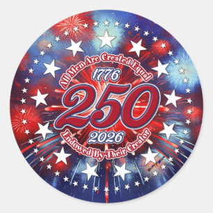 Sticker Rond Tous les hommes sont créés Feu d'artifice graphiqu