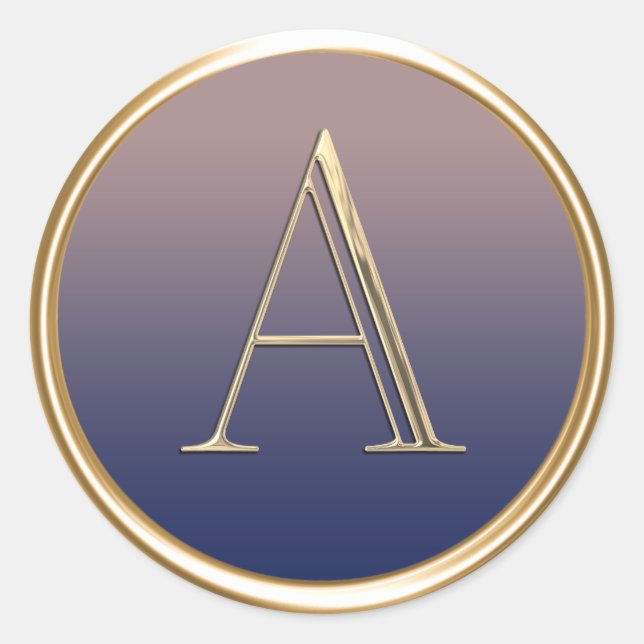 Sticker Rond TOUS LES INITIALES Monogramme or Marine Blue Ombre (Devant)