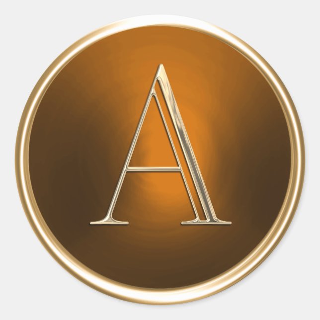 Sticker Rond TOUS LES INITIALES Monogramme or sur rouille (Devant)