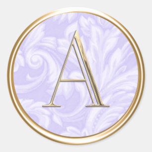 Sticker Rond TOUS LES INITIALES Monogramme sur Lavender Purple 