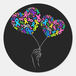 Sticker Rond Tous les problèmes de cancer, la sensibilisation C