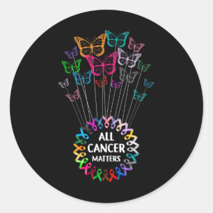 Sticker Rond Tous les problèmes de cancer Papillons Ribbons Wor