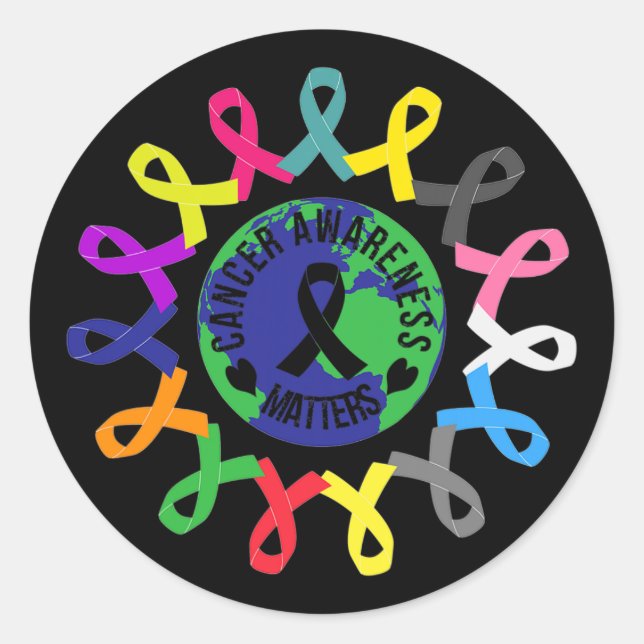 Sticker Rond Tous les problèmes de cancer Sensibilisation au ca (Devant)