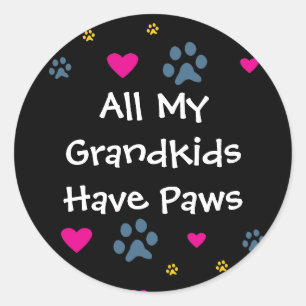 Sticker Rond Tous mes Grandkids-Petits-enfants ont des pattes