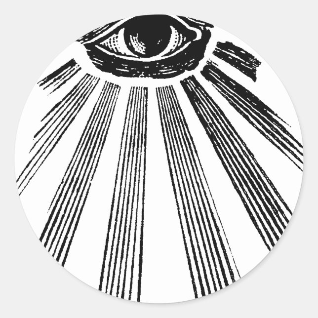 Sticker Rond Tous voir les yeux NWO Illuminati Nouvel ordre mon (Devant)