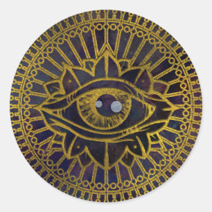 Sticker Rond Tous voir Mystic Eye Gold sur Nebula Sky