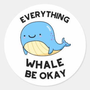 Sticker Rond Tout Baleine être d'accord amusant jeu de baleine