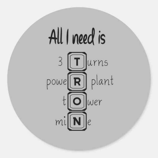 Sticker Rond Tout ce dont j'ai besoin, c'est TRON (Devant)
