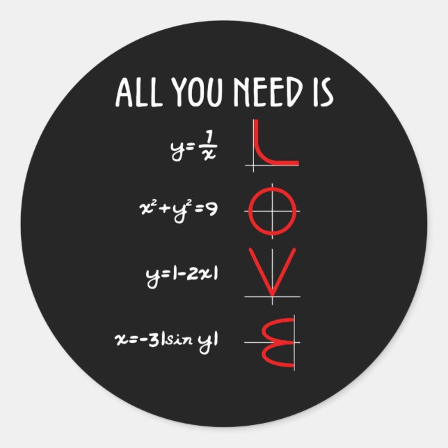 Sticker Rond Tout Ce Dont Vous Avez Besoin, C'Est D'Amour Math  (Devant)