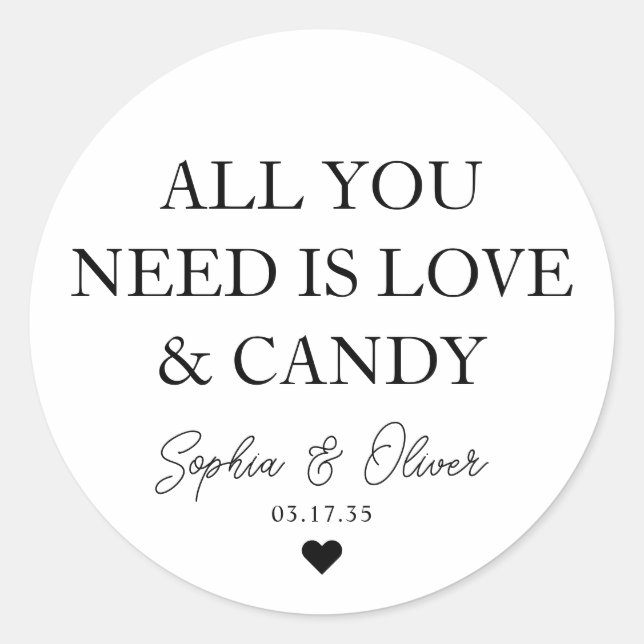 STICKER ROND TOUT CE DONT VOUS AVEZ BESOIN, C'EST L'AMOUR ET LA (Devant)