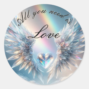 Sticker Rond Tout ce dont vous avez besoin est Amour Coeur et A