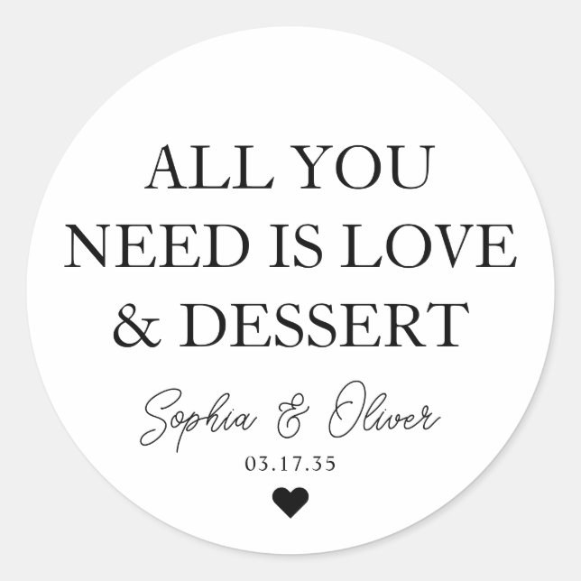 Sticker Rond TOUT CE DONT VOUS AVEZ BESOIN EST LOVE DESSERT Coe (Devant)