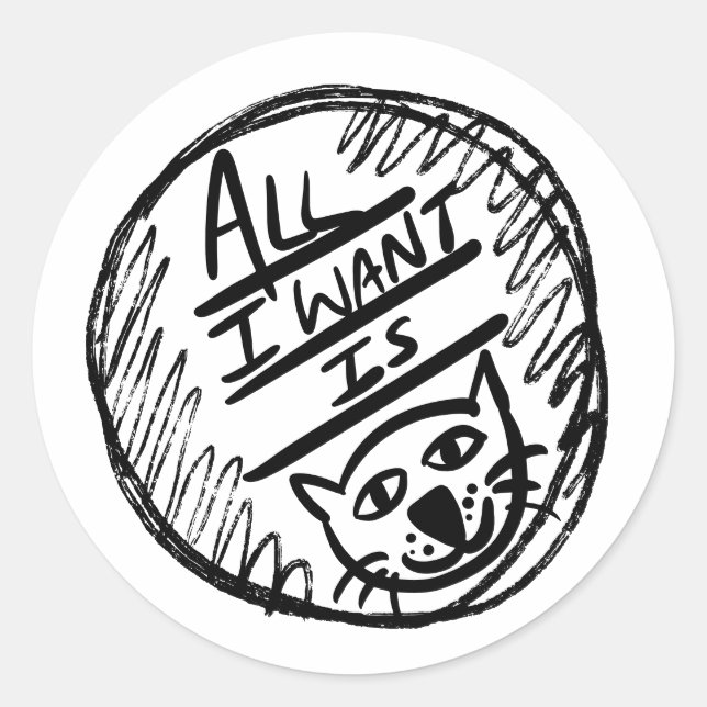 Sticker Rond Tout ce que je veux, c'est Chat (Devant)