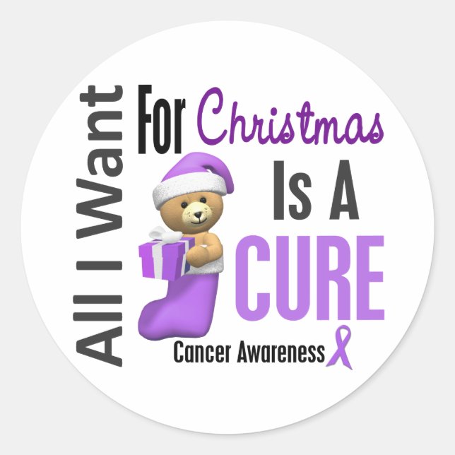 Sticker Rond Tout Ce Que Je Veux Pour Le Cancer De Noël (Devant)