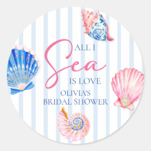 Sticker Rond Tout ce que je vois est l'amour Coquillages Fête d