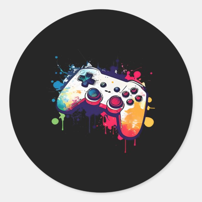 Sticker Rond Tout Ce Que Jeu Vidéo Contrôleur Gamer Me Garde (Devant)