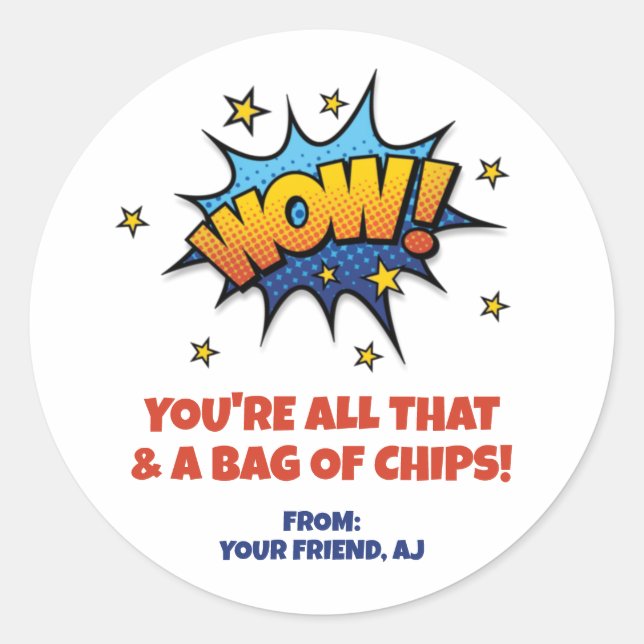 Sticker Rond Tout ce sac de chips Saint-Valentin (Devant)