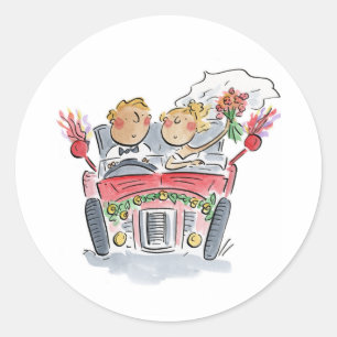 Sticker Rond Tout juste mariés