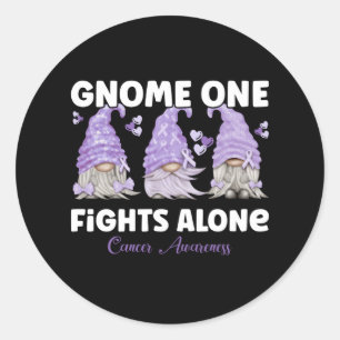 Sticker Rond Tout le cancer Lavender Ribbon Gnome