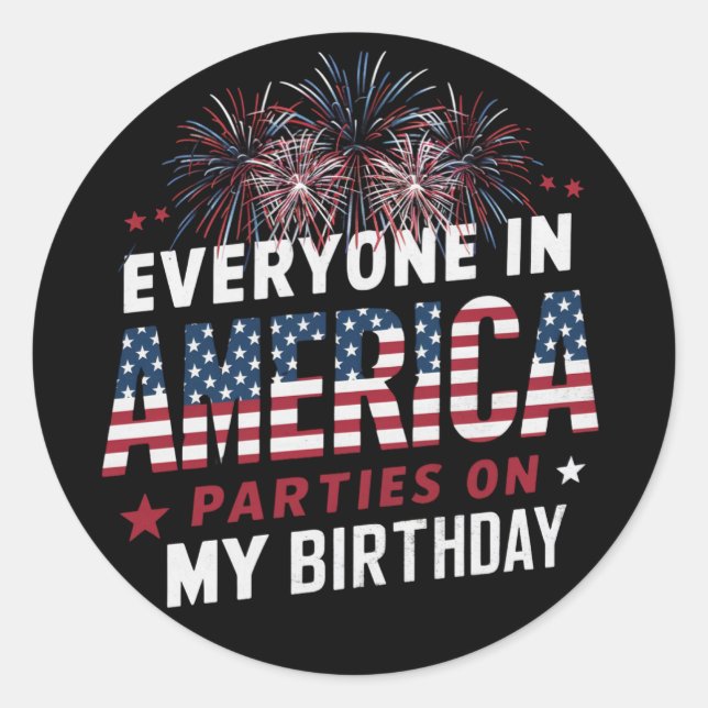 Sticker Rond Tout Le Monde En Amérique Fête À Mon Anniversaire (Devant)