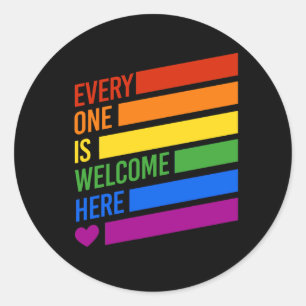 Sticker Rond Tout le monde est bienvenu ici