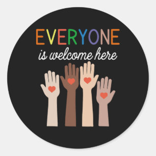 Sticker Rond Tout Le Monde Est Bienvenue Ici 2