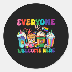 Sticker Rond Tout Le Monde Est Bienvenue Ici Drôle Enseignant L