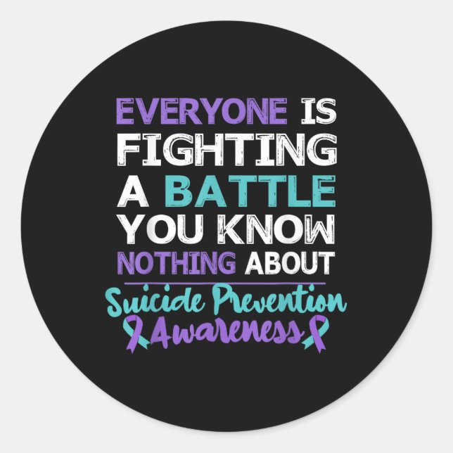 Sticker Rond Tout Le Monde Lutte Contre La Conscience Du Suicid (Devant)