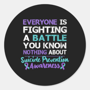 Sticker Rond Tout Le Monde Lutte Contre La Conscience Du Suicid