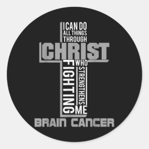 Sticker Rond Tout par Christ Cerveau Cancer Guerrier Sensibilis