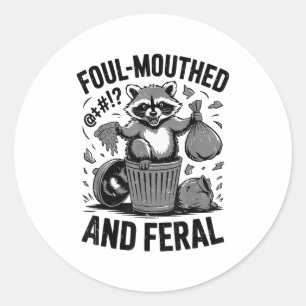 Sticker Rond Tout-Petit Grossier &amp; Raton Laveur Sauvage Mèm
