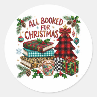Sticker Rond Tout réservé pour l'amant de livres de Noël
