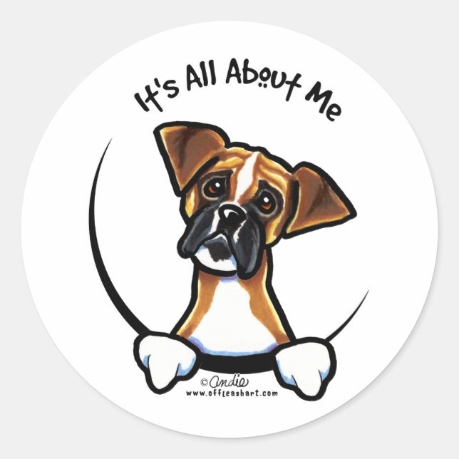 Sticker Rond Tout sur moi :: Boxer (Devant)