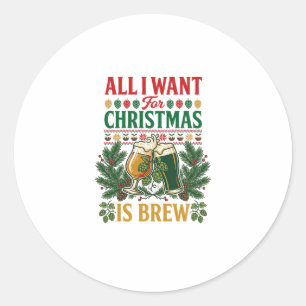 Sticker Rond Tout Verre à bière de Noël Brew Pins Sapin