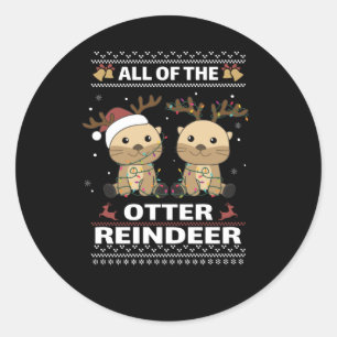 Sticker Rond Toute la Otter Reindeer Sweet noël Otter