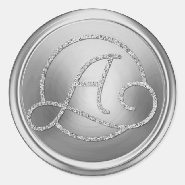 Sticker Rond Toutes initiales Monogramme Cercle Argent (Devant)