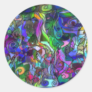 Sticker Rond Toutes les couleurs avec des persiennes et des lig