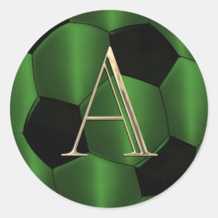 Sticker Rond TOUTES LES INITIALES Emerald Green et Black Soccer