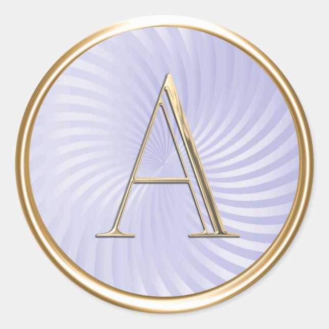 Sticker Rond TOUTES LES INITIALES Gold Monogram Lavender Purple (Devant)