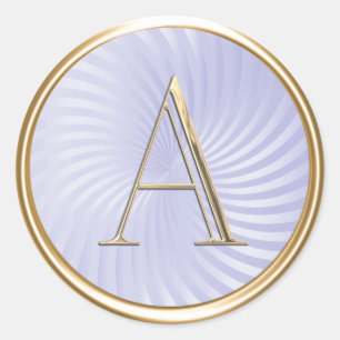 Sticker Rond TOUTES LES INITIALES Gold Monogram Lavender Purple