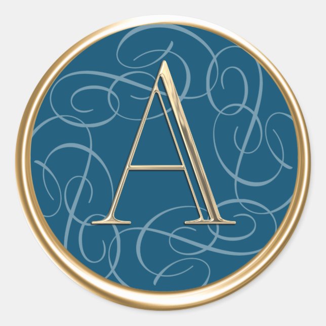 Sticker Rond TOUTES LES INITIALES Gold Monogram Swirlie sur n'i (Devant)