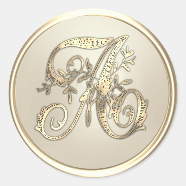 Sticker Rond TOUTES LES INITIALES Gold Monogramme Initiale Ivoi (Devant)