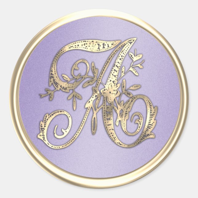 Sticker Rond Toutes les initiales Lavande Monogramme violet (Devant)