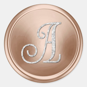 Sticker Rond TOUTES LES INITIALES Monogramme argenté 3 rose ten