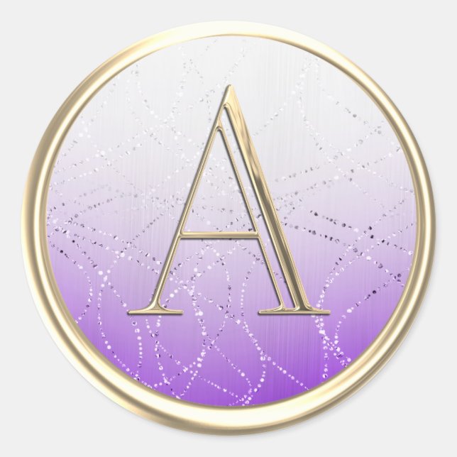 Sticker Rond TOUTES LES INITIALES Monogramme Blanc Violet Ombre (Devant)