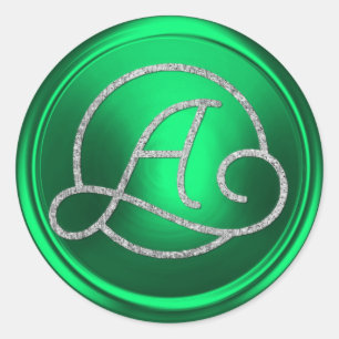 Sticker Rond TOUTES LES INITIALES Monogramme Cercle Argent Kell