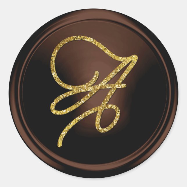 Sticker Rond TOUTES LES INITIALES Monogramme écriture Gold Choc (Devant)