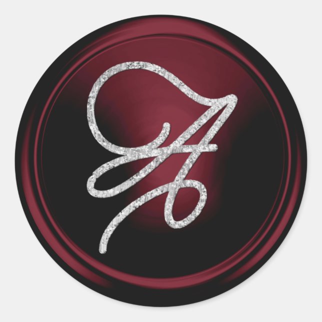 Sticker Rond TOUTES LES INITIALES Monogramme Script Argent Bour (Devant)